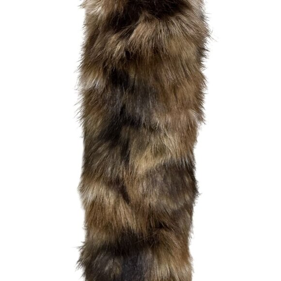 Luxury Faux Fur Scarf With Leopard Print Mixed Textures 56" Long Fun Chic - Picture 4 of 4